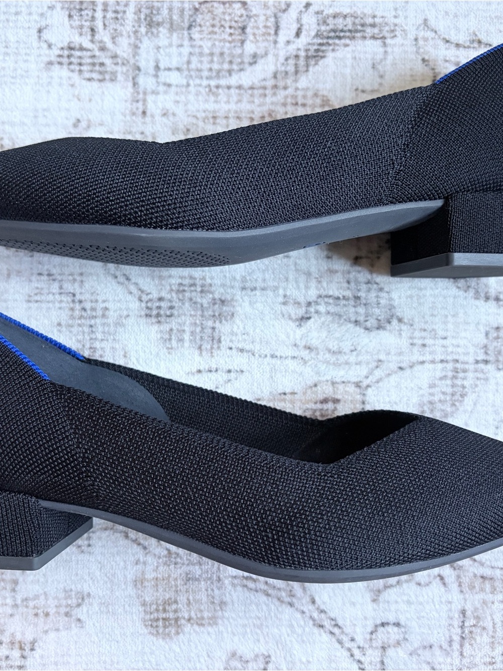 Rothy's Black Knit Low Block Heel Pumps